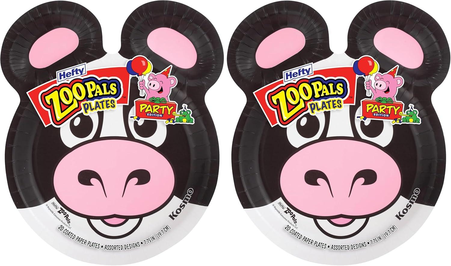 imageHefty Zoo Pals Party Edition Paper Plates for Kids Assorted Animal Designs 775 Inches with Two Dipping Compartments MultiColor 20 Count8 Inch Plate