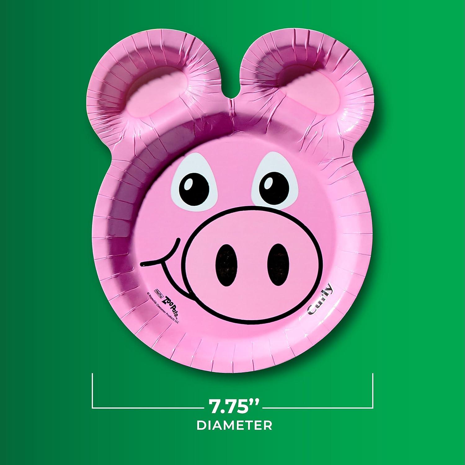 imageHefty Zoo Pals Party Edition Paper Plates for Kids Assorted Animal Designs 775 Inches with Two Dipping Compartments MultiColor 20 Count8 Inch Plate