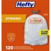 imageHefty Strong 13 Gallon Trash Bags Tall Kitchen Trash Bags UnscentedLarge Trash Bags with Drawstrings Durable Closure Resists Leaks Punctures and Tears White Unscented 90 Bags120 Count Pack of 3