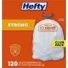 imageHefty Strong 13 Gallon Trash Bags Tall Kitchen Trash Bags UnscentedLarge Trash Bags with Drawstrings Durable Closure Resists Leaks Punctures and Tears White Unscented 90 Bags120 Count Pack of 3