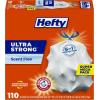 imageHefty Ultra Strong 13 Gallon Trash Bags Tall Kitchen Trash Bags 13 Gallon Size Drawstring Closure Continuous Odor Control White Unscented 110 BagsUnscented