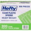 imageHefty Heavy Duty Plastic Spoons 300 Count Bulk Clear Disposable Spoons for Offices Cafeterias Concession Stands Restaurants Large Events and More