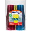 imageHefty Party Perfect Tinted Disposable Plastic Cups Red Blue and Yellow Plastic Cups Perfect Party Cups for Easy Cleanup and Large Gatherings 18 Ounce 54 Count