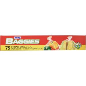 imageHefty Baggies Food Storage Bags Sandwich Twist Tie 150 CountGallon