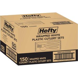 imageHefty Bulk Plastic Forks 600 Count White Disposable Forks for Offices Concessions Stands Food Trucks School Cafeterias Catering and More3 Piece Set