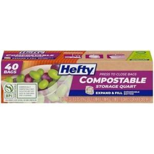 imageHefty Compostable PressToClose Quart 40 Count40 Count Compostable Pack of 12