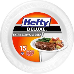 imageHefty Deluxe Extra Strong ampamp Deep Foam Plates Round White 1025 Inch 15 Count