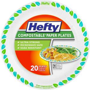 imageHefty ECOSAVE Compostable Paper Plates 1018 Inch 45 Count10 Inch Plate