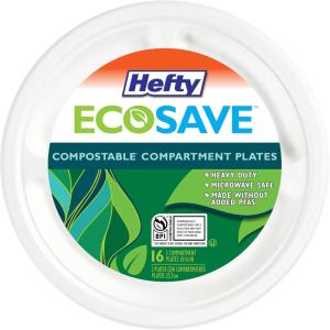 imageHefty ECOSAVE Compostable Paper Plates 1018 Inch 45 Count1018in Plate