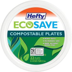 imageHefty ECOSAVE Compostable Paper Plates 1018 Inch 45 Count834in Plate