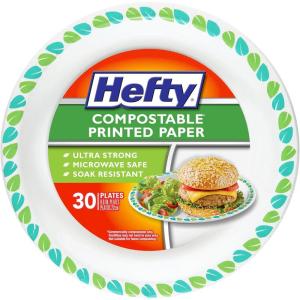 imageHefty ECOSAVE Compostable Paper Plates 1018 Inch 45 Count86 Inch Plate