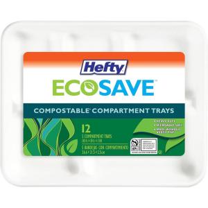 imageHefty ECOSAVE Compostable Paper Plates 1018 Inch 45 CountCompartment Tray