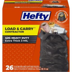 imageHefty Load ampamp Carry Heavy Duty Contractor Large Trash Bags 42 Gallon 26 Count26 Count Pack of 1
