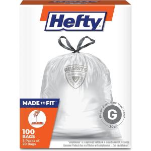 imageHefty Made to Fit Trash Bags Fits simplehuman Size G 8 Gallons 100 Count 5 Pouches of 20 Bags EachClear
