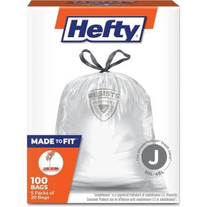 imageHefty Made to Fit Trash Bags Fits simplehuman Size G 8 Gallons 100 Count 5 Pouches of 20 Bags EachWhite