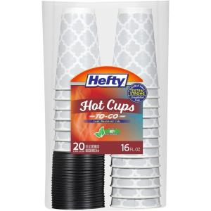 imageHefty Paper Disposable Hot Cups with Lids LeakResistant Disposable Coffee Cups Double Insulated To Help Prevent Burning TightFitting Lid Helps Prevent Sloshing and Spills 16 Ounce 20 Count20 Count Pack of 1