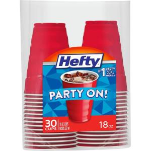 imageHefty Party On Red Plastic Cups Disposable Plastic Party Cups for Easy Cleanup and Large Gatherings Red Cups for BBQs Birthdays Parties and More 18 Ounce 50 Count18 Ounce
