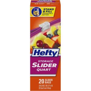 imageHefty Slider Storage Bags Quart Size 20 Count Pack of 9 180 Total20 Count Pack of 9