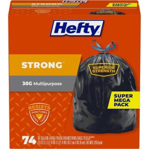 imageHefty Strong Large Trash Bags Black 30 Gallon 74 Count74 Count Pack of 1
