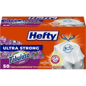 imageHefty Ultra Strong 13 Gallon Trash Bags Black Tall Kitchen Trash Bags 13 Gallon Size Break Resistant Drawstring Enclosure Continuous Odor Control Blackout Clean Burst Scent 80 BagsWhite