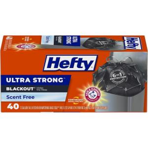 imageHefty Ultra Strong 13 Gallon Trash Bags Tall Kitchen Trash Bags 13 Gallon Size Drawstring Closure Continuous Odor Control White Unscented 110 BagsBlack