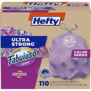 imageHefty Ultra Strong 13 Gallon Trash Bags Tall Kitchen Trash Bags 13 Gallon Size Resist Leaks Punctures and Rips Continuous Odor Control Pink Fabuloso Watermelon Scent 110 BagsFabuloso