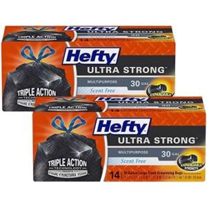 imageHefty Ultra Strong Multipurpose Large Trash Bags Black Unscented 30 Gallon 25 Count14 Count Pack of 2