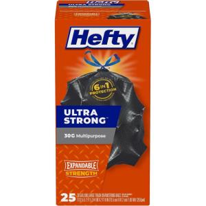 imageHefty Ultra Strong Multipurpose Large Trash Bags Black Unscented 30 Gallon 25 Count25 Count Pack of 1