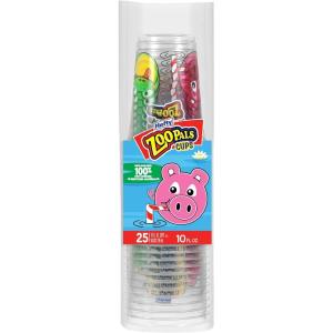 imageHefty Zoo Pals Party Edition Paper Plates for Kids Assorted Animal Designs 775 Inches with Two Dipping Compartments MultiColor 20 Count10oz Cup