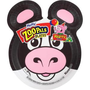 imageHefty Zoo Pals Party Edition Paper Plates for Kids Assorted Animal Designs 775 Inches with Two Dipping Compartments MultiColor 20 Count8 Inch Plate