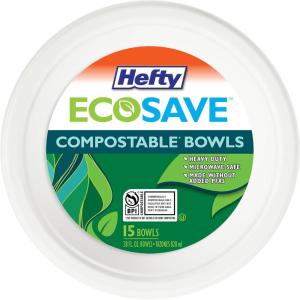 imageHefty ECOSAVE Compostable Paper Bowls 28 Ounce 15 Count28 oz
