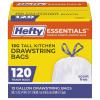 imageHefty Essentials Drawstring 13 Gallon Kitchen Trash Bags 120 Count Tall Unscented Trash Bags for Kitchens Home Offices or Laundry Rooms Easy to Tie Lift and Carry WhiteTall Kitchen White 13 Gallon