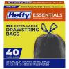 imageHefty Essentials Drawstring 30 Gallon Trash Bags 56 Count Bulk Black Garbage Bags for Garages Parties Large Trash Items and More Scent Free BlackExtra Large Black 39 Gallon