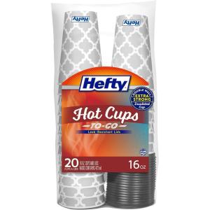imageHefty Disposable Hot Cups with Lids 16 Ounce 20 Count