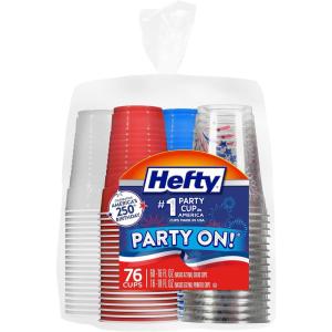 imageHefty Party On Disposable Plastic Party Cups 80 Count 16 Oz Cups in Assorted Colors for Gatherings Parties and More Textured Sides for Easy Gripping Strong and DurablePatriotic