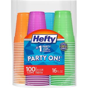 imageHefty Party On Disposable Plastic Party Cups 80 Count 16 Oz Cups in Assorted Colors for Gatherings Parties and More Textured Sides for Easy Gripping Strong and DurableAssorted